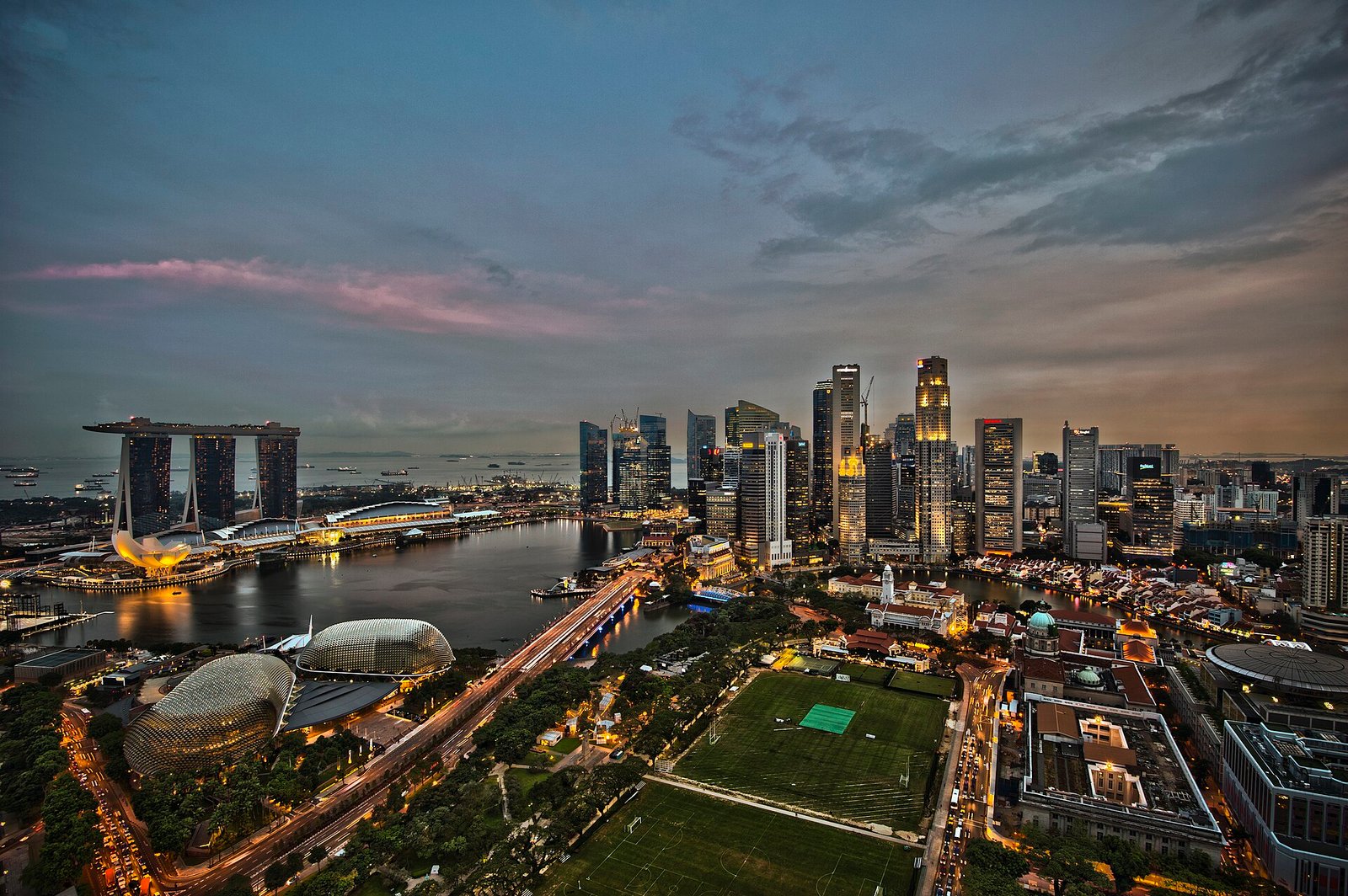 Singapore skyline, dusk
