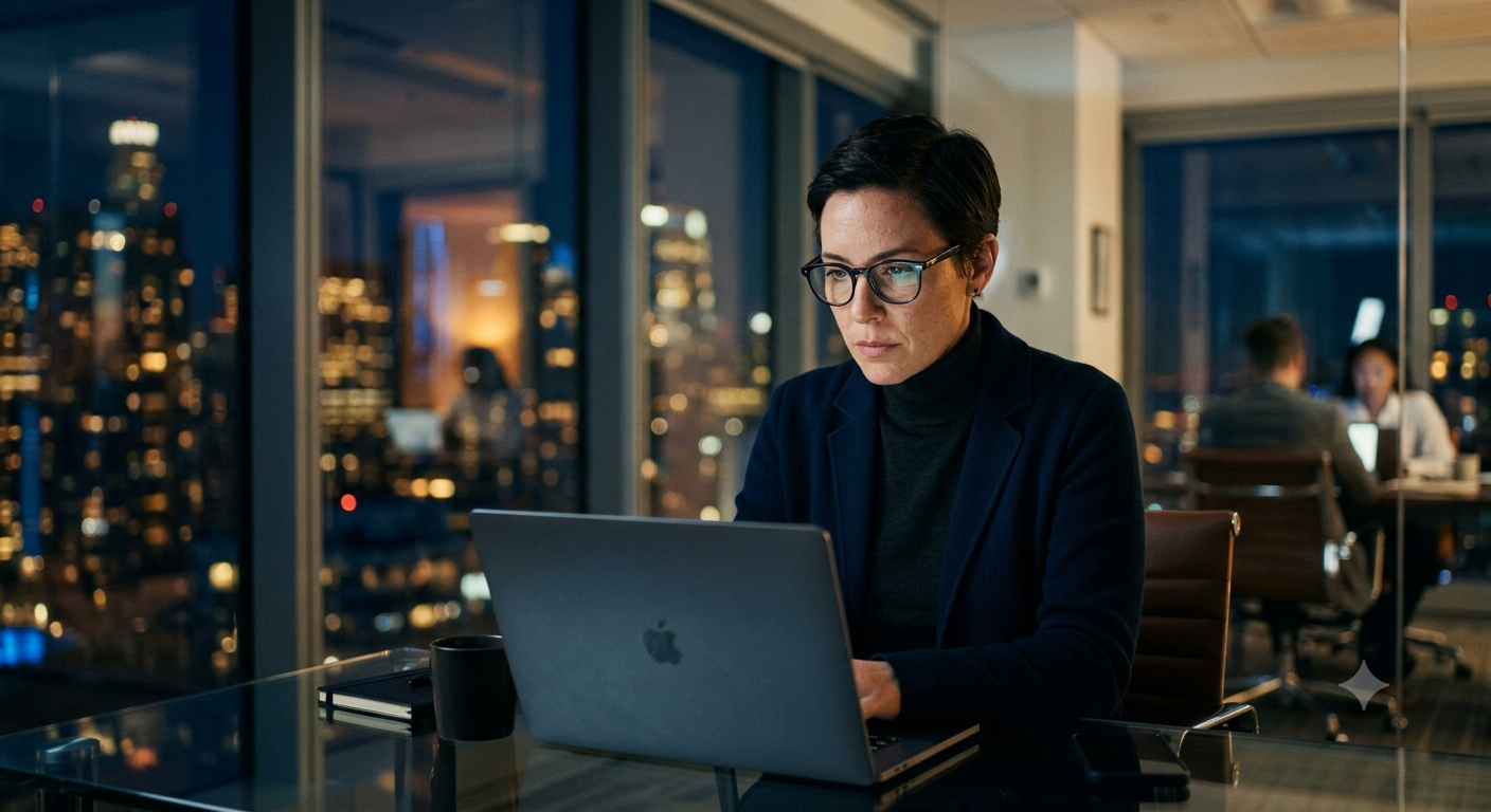 High-performer / founder at work, editorial style